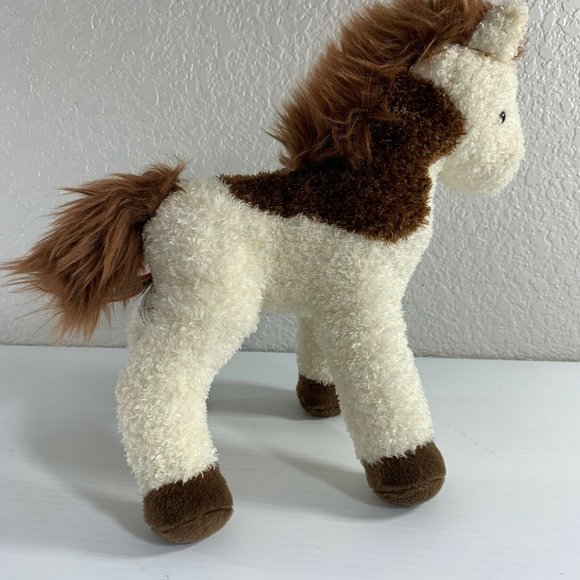 Douglas Horse Plush White Brown 8" Long Stuffed Animal Toy Pony Machine Washable - Picture 3 of 6